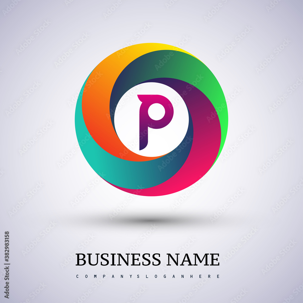 Letter P logo with colorful splash background, letter combination logo design for creative industry, web, business and company. Letter P logo with colorful splash background, letter combination logo design for creative industry, web, business and company.