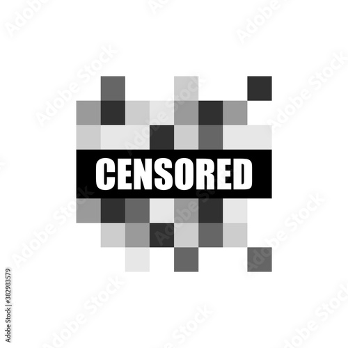 Pixel censored signs isolated on white background. Vector illustration.