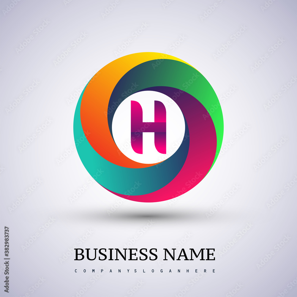Letter H logo with colorful splash background, letter combination logo design for creative industry, web, business and company. Letter H logo with colorful splash background, letter combination logo design for creative industry, web, business and company.