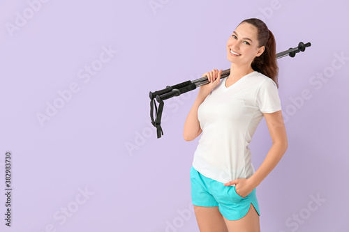 Young woman with walking po...