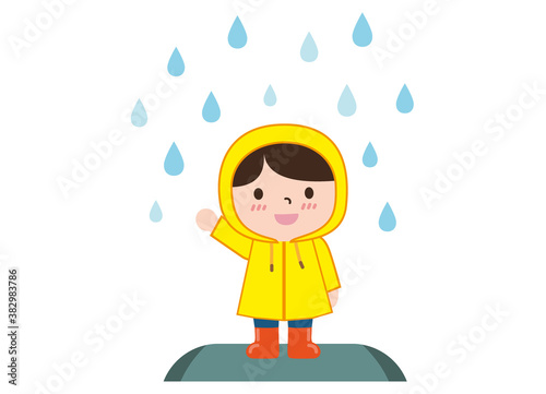 child wearing a rain coat vector illustration