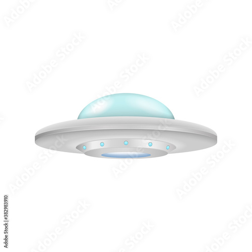 UFO - alien spaceship isolated on white background. Vector illustration.