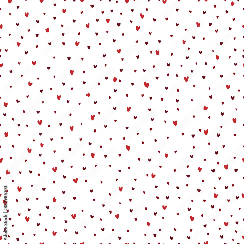 Valentine's Day background with simple heart shape. Cute doodle style hearts seamless vector pattern. for greeting cards and invitations of the wedding, birthday, Valentine's Day, mother's day