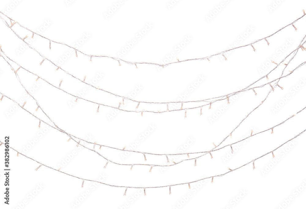 Christmas lights on white background Christmas lights on white background