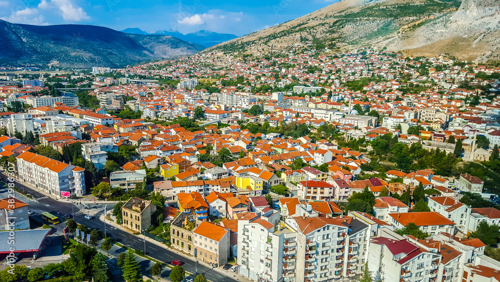 Panoramic view of Mostar, Bosnia and Herzegovina.