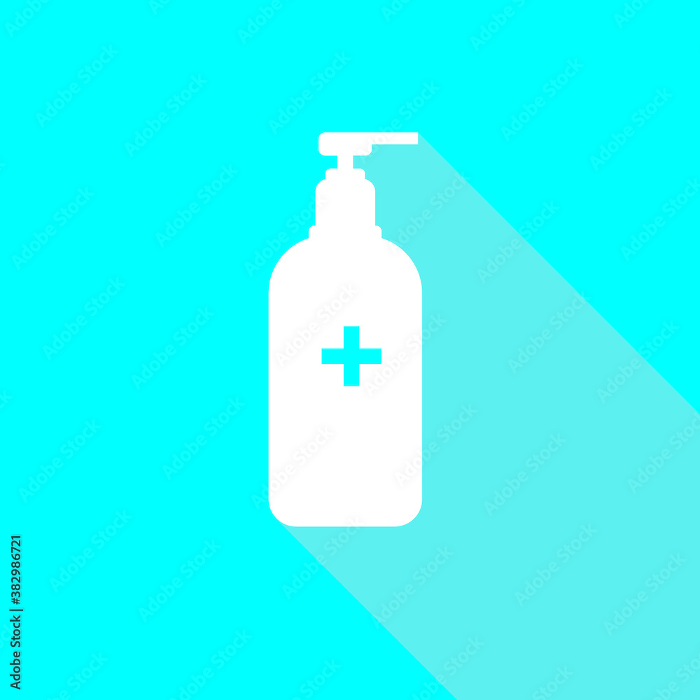 Obraz premium Disinfection. Hand sanitizer bottle icon, washing gel. Vector illustrationDisinfection. Hand sanitizer bottle icon, washing gel. Vector illustration 