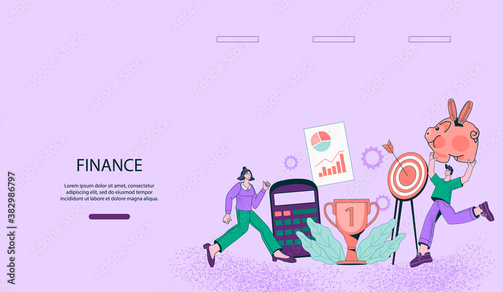 Finance management and business analytics web banner template with cartoon characters. Increase sales and skills, team brainstorming and business cooperation, flat vector illustration. Finance management and business analytics web banner template with cartoon characters. Increase sales and skills, team brainstorming and business cooperation, flat vector illustration.