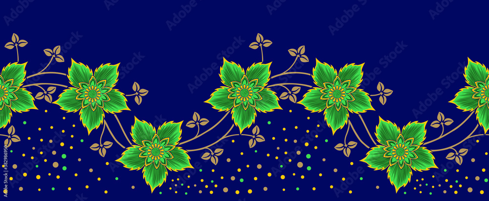 Seamless vector floral border design Stock Vector | Adobe Stock