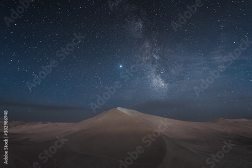 Milky Way in the desert at night.