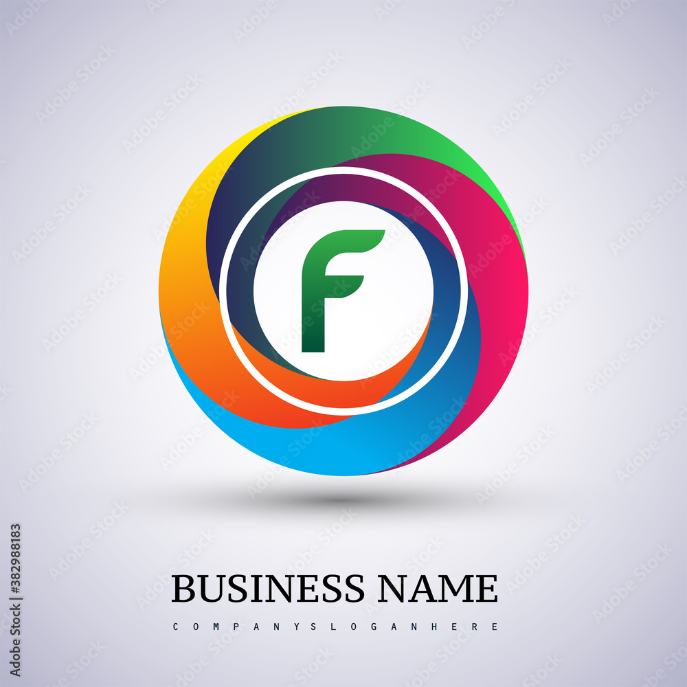 Letter F logo with colorful splash background, letter combination logo design for creative industry, web, business and company. Letter F logo with colorful splash background, letter combination logo design for creative industry, web, business and company.