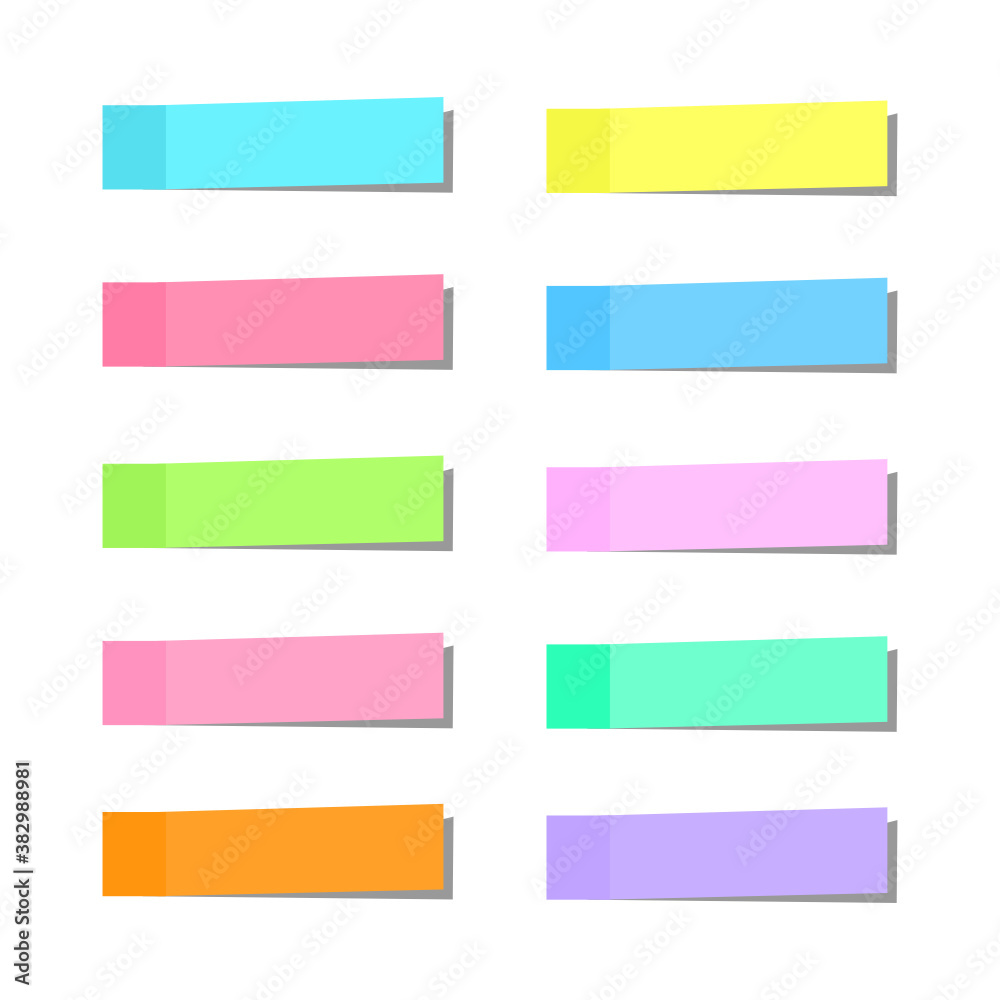 set of Colorful sticky notes on white background. set of Colorful sticky notes on white background.