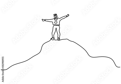 One line drawing of man on ...