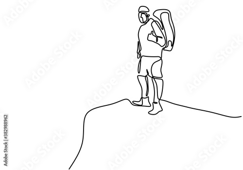 One line drawing of man on ...