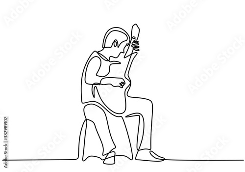 Single line drawing of youn...