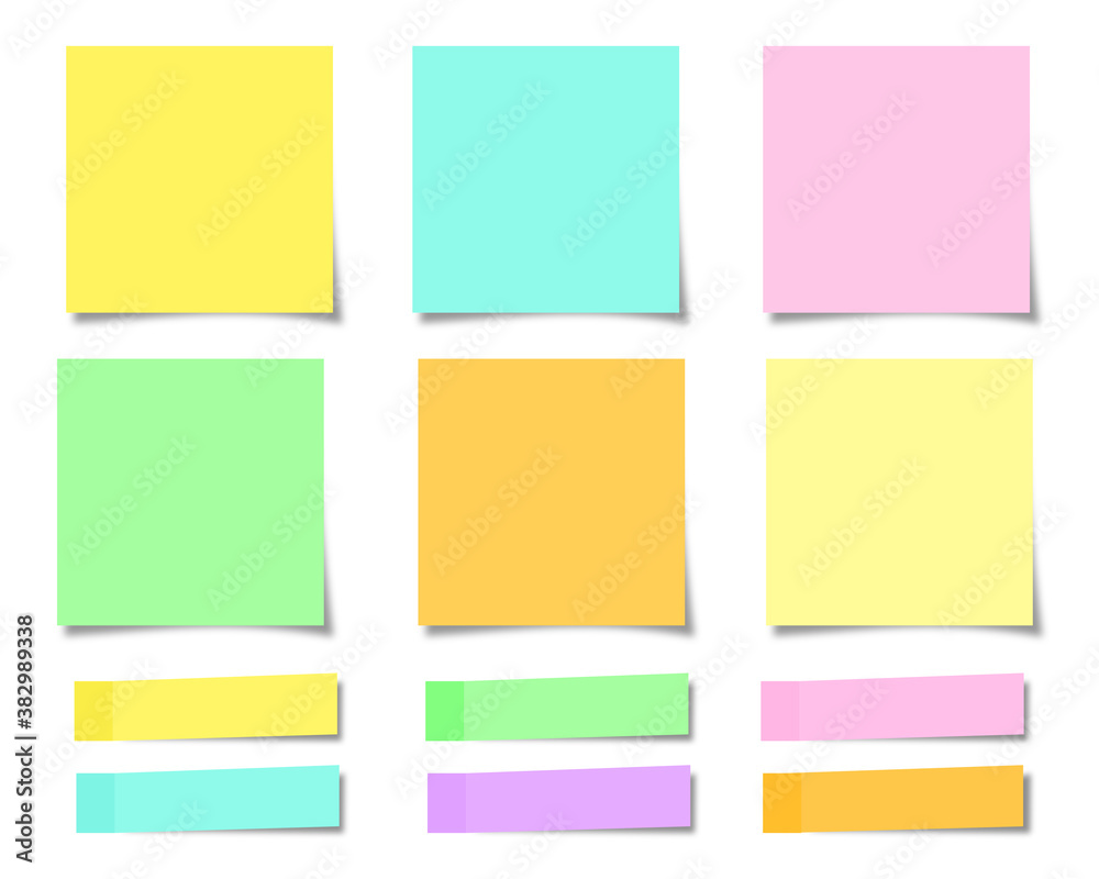 set of Colorful sticky notes on white background. set of Colorful sticky notes on white background.
