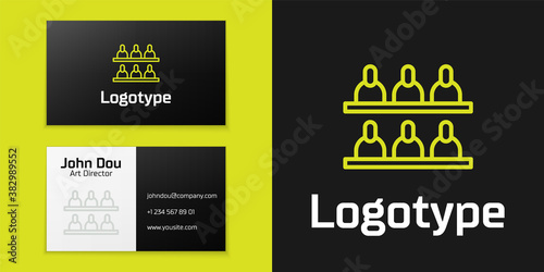 Logotype line Jurors icon isolated on black background. Logo design template element. Vector Illustration.