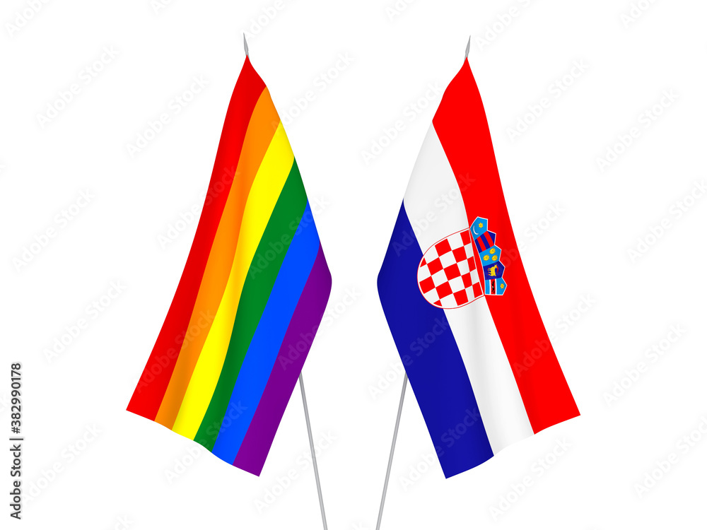 Obraz premium Croatia and Rainbow gay pride flags