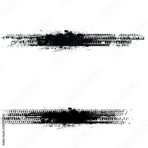 Vector Print Textured Tire Track . Design Element . Car tread silhouette . Mud splash grunge texture