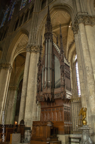 gothic temple in the city of Reims in France from the inside