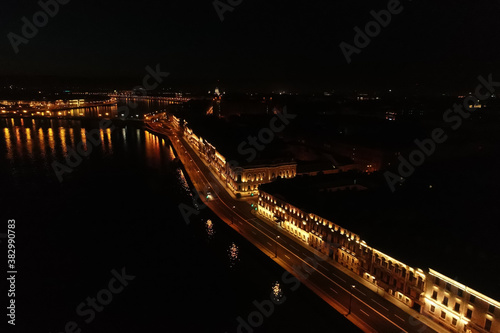 Fototapeta Naklejka Na Ścianę i Meble -  Aerial Townscape of Saint Petersburg City at Night. Central District