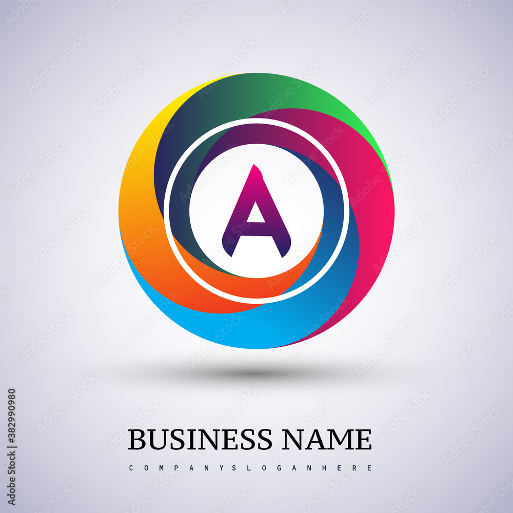 Letter A logo with colorful splash background, letter combination logo design for creative industry, web, business and company. Letter A logo with colorful splash background, letter combination logo design for creative industry, web, business and company.