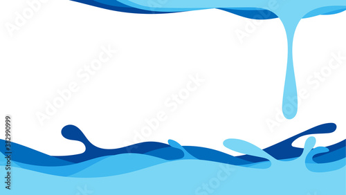 Blue water wave splashing with water drop vector abstract on white background blank space