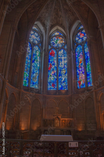 gothic temple in the city of Reims in France from the inside