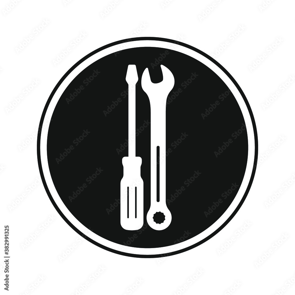 Wrench and screwdriver icon. Service tools vector. vector illustration Wrench and screwdriver icon. Service tools vector. vector illustration