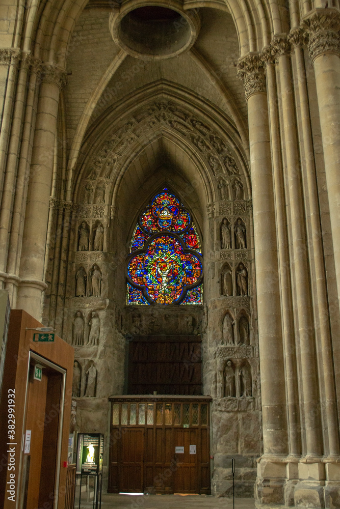 gothic temple in the city of Reims in France from the inside