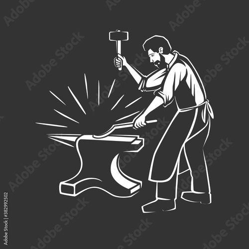 Blacksmith Logo Design. Vector illustration.