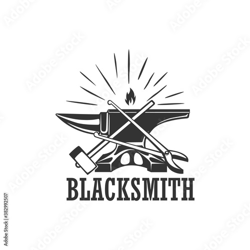 Blacksmith Logo Design. Vector illustration.