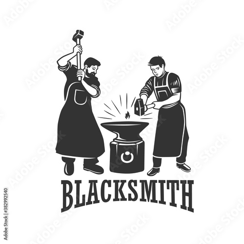 Vintage blacksmith labels and design elements. Poster Mural XXL