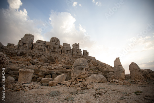 The gigantic statues of gods on mount Nemrut.