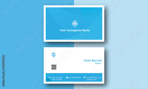 Corporate Business Card Design with Sky and White Color.Business Card & Visiting Card Layout.