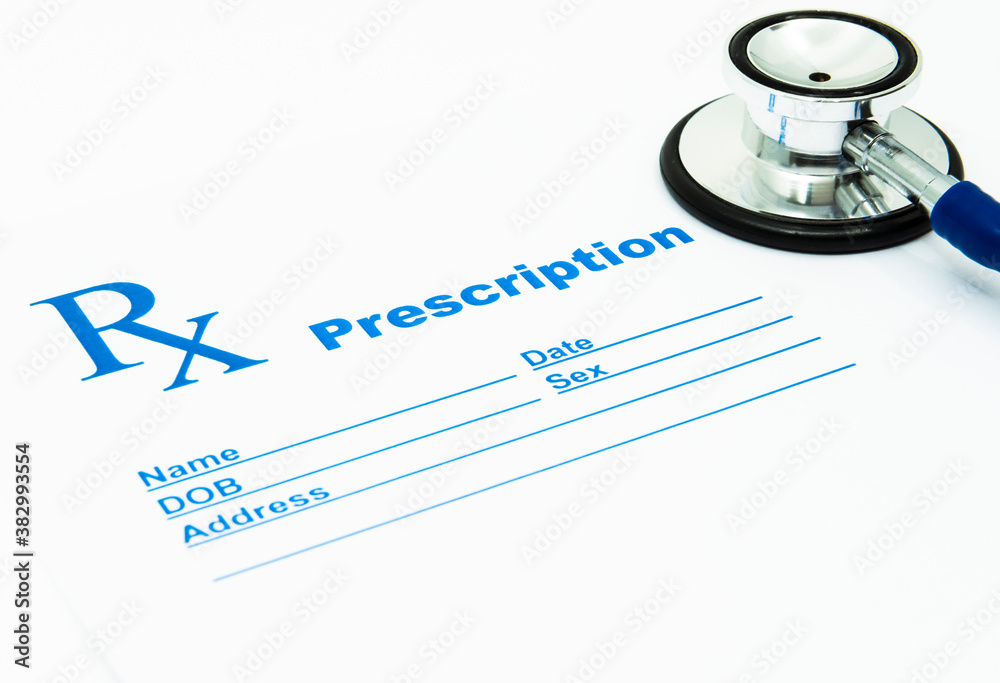 Prescription paper and a stethoscope. A medical concept for diagnosis. Prescription paper and a stethoscope. A medical concept for diagnosis.