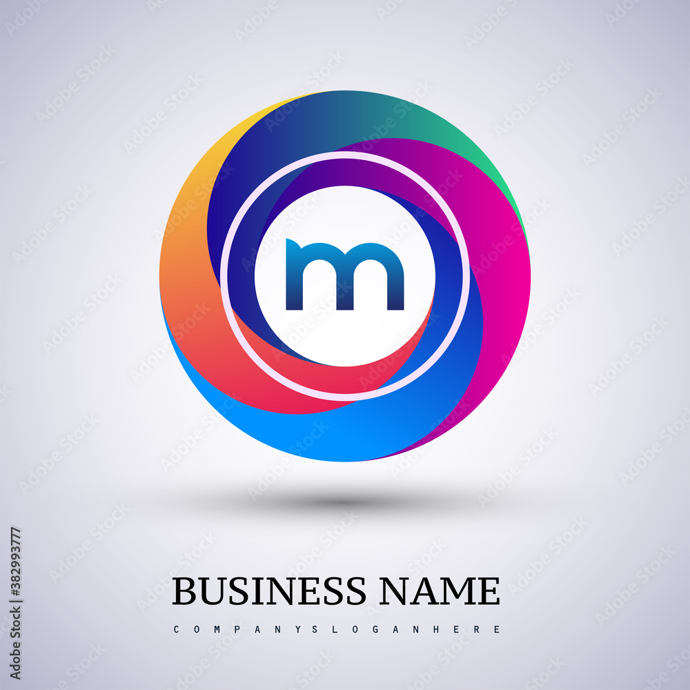 Letter M logo with colorful splash background, letter combination logo design for creative industry, web, business and company. Letter M logo with colorful splash background, letter combination logo design for creative industry, web, business and company.