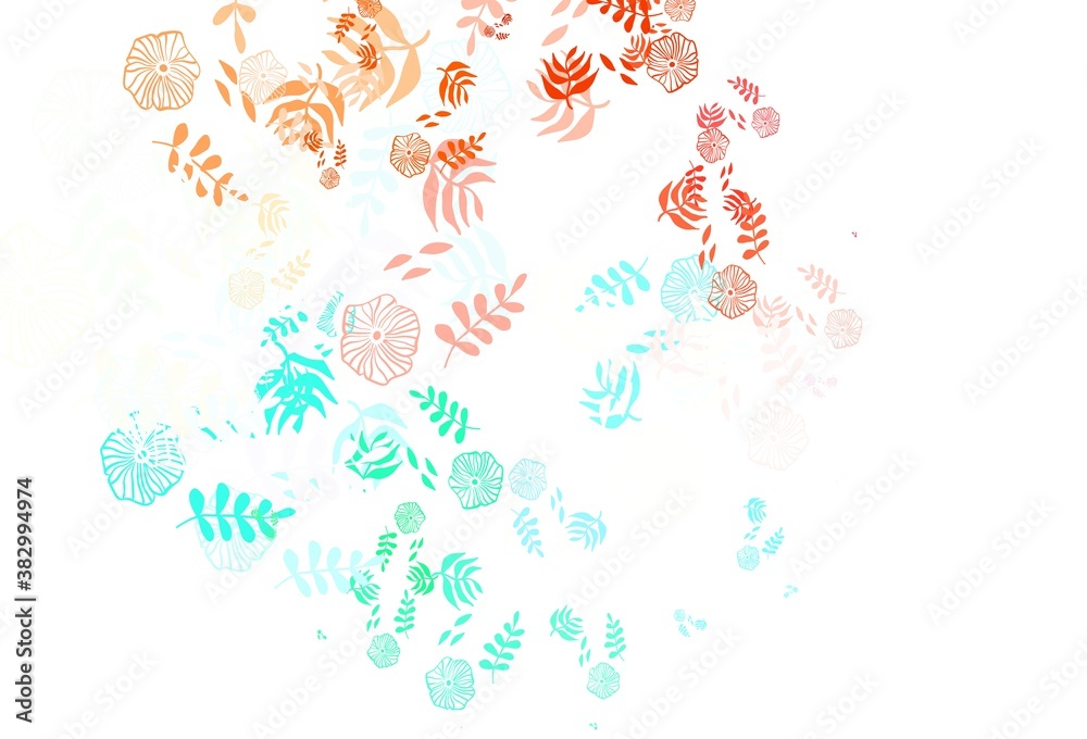 Light Green, Red vector doodle layout with leaves.