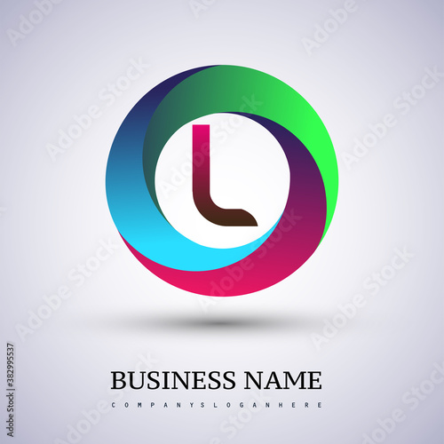 Letter L logo with colorful splash background, letter combination logo design for creative industry, web, business and company.