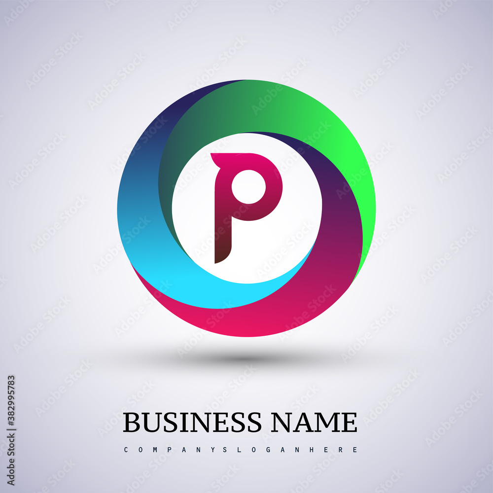 Letter P logo with colorful splash background, letter combination logo design for creative industry, web, business and company. Letter P logo with colorful splash background, letter combination logo design for creative industry, web, business and company.