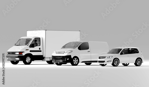 White mini Truck car mock up photo