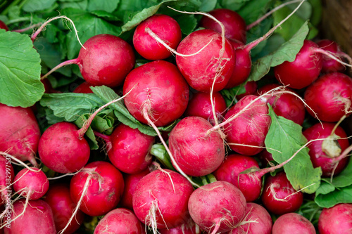 A Display of Radishes For Sale