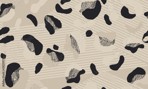 Modern minimalist pattern with leopard skin. Fashionable template for design.