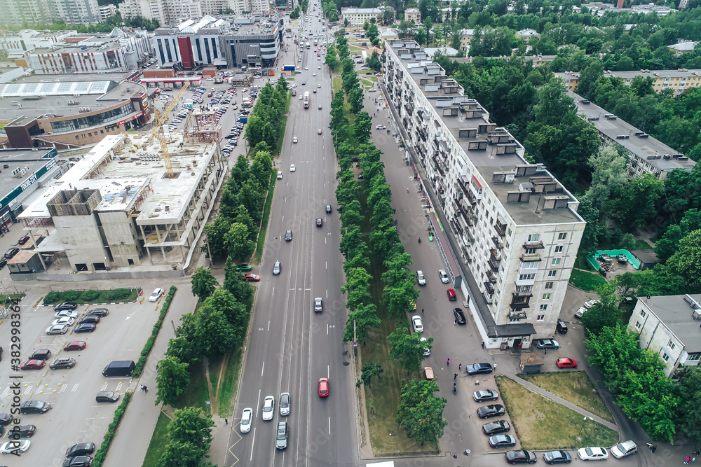 Aerial Townscape of Saint Petersburg City. Kalininsky District