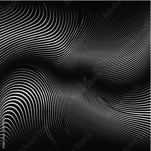 Abstract warped Diagonal Striped Background . Vector curved twisted slanting  waved lines texture 