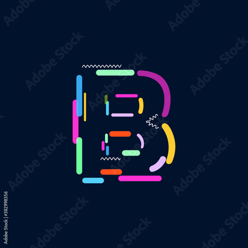 Word B Modern abstract shapes and lines colorful vector alphabet