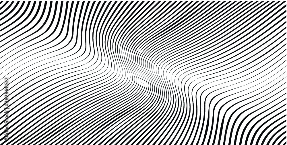 Abstract warped Diagonal Striped Background . Vector curved twisted slanting, waved lines texture
