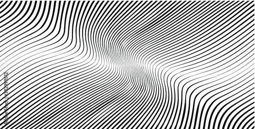 Abstract warped Diagonal Striped Background . Vector curved twisted slanting, waved lines texture 