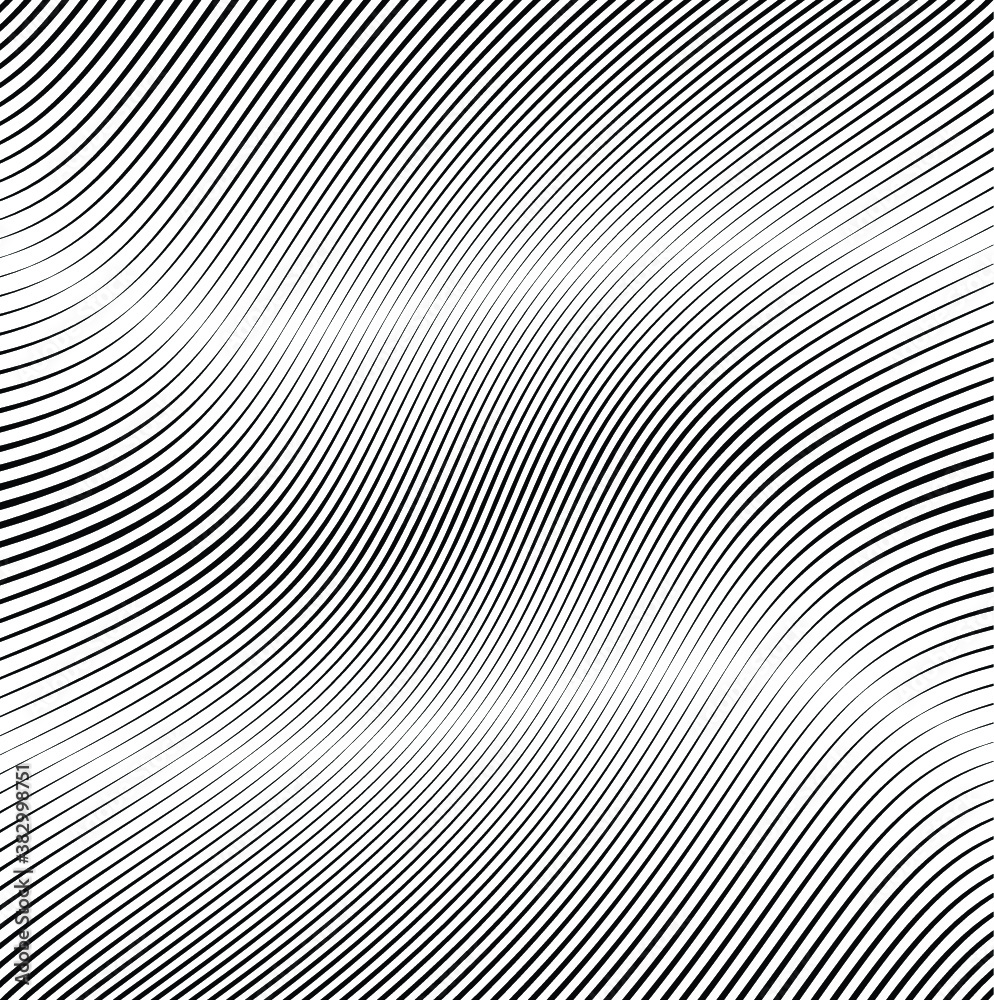 Abstract warped Diagonal Striped Background . Vector curved twisted slanting, waved lines texture
