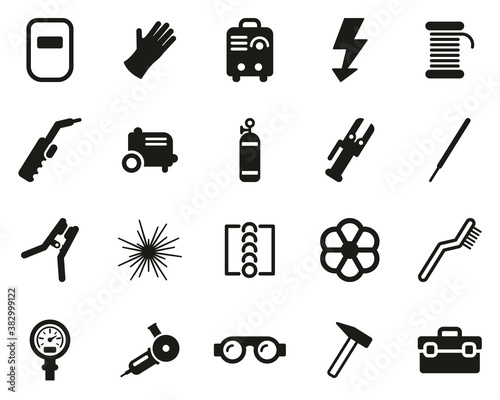 Welding & Welding Equipment Icons Black & White Set Big