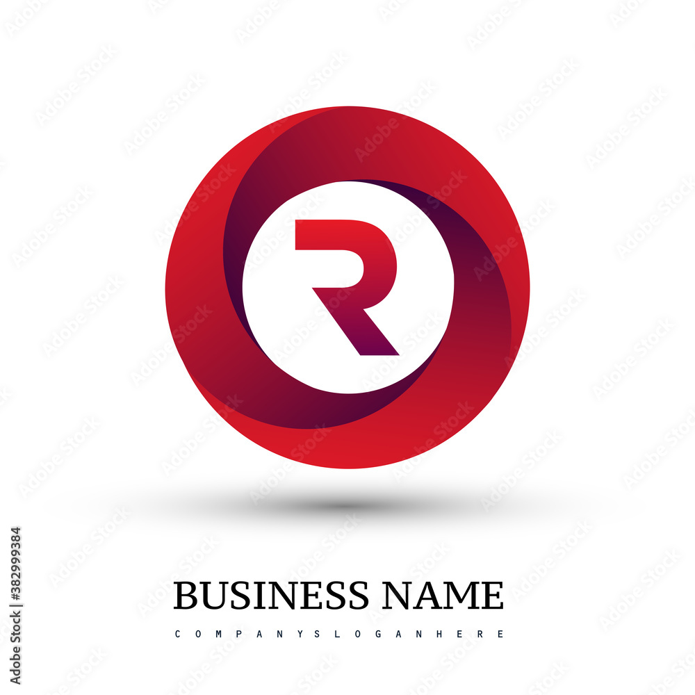 Fototapeta premium Letter R logo with colorful splash background, letter combination logo design for creative industry, web, business and company.